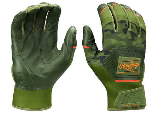 2025 Rawlings Workhorse® Adult Baseball Batting Gloves: WH25BG Military Green-Army Camo Equipment Rawlings