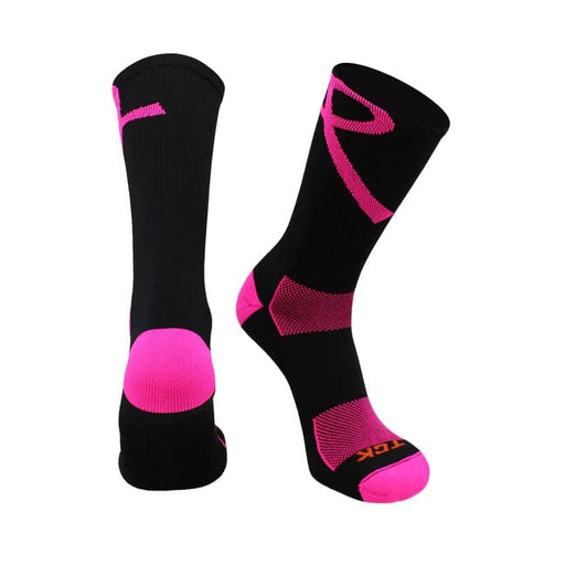 Twin City Pink Ribbon Awareness Socks Crew - Large: LBCC3 Apparel Twin City Black - Pink 