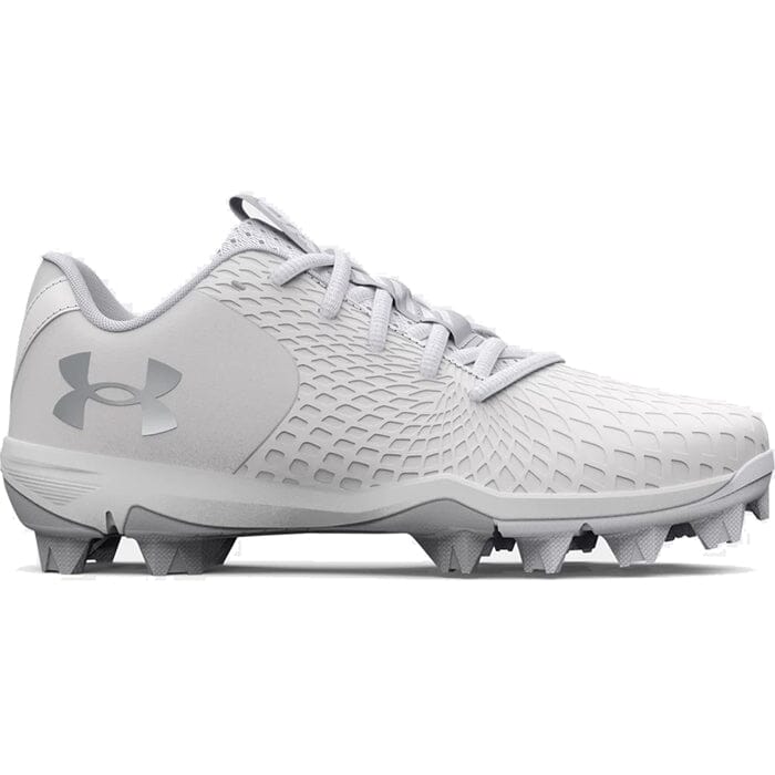 Kids' UA Glyde 2 RM Jr. Softball Cleat - White/Metallic Silver