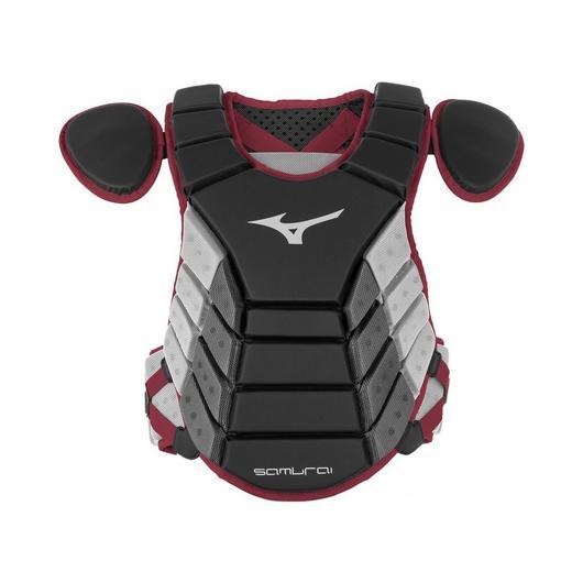 Mizuno Samurai Baseball Chest Protector Equipment Mizuno 16" Black-Maroon 