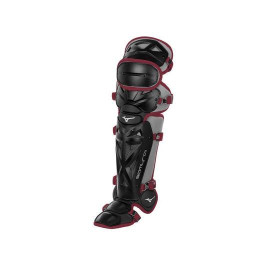 Mizuno Samurai Baseball Shin Guards Equipment Mizuno 16.5" Black-Maroon 