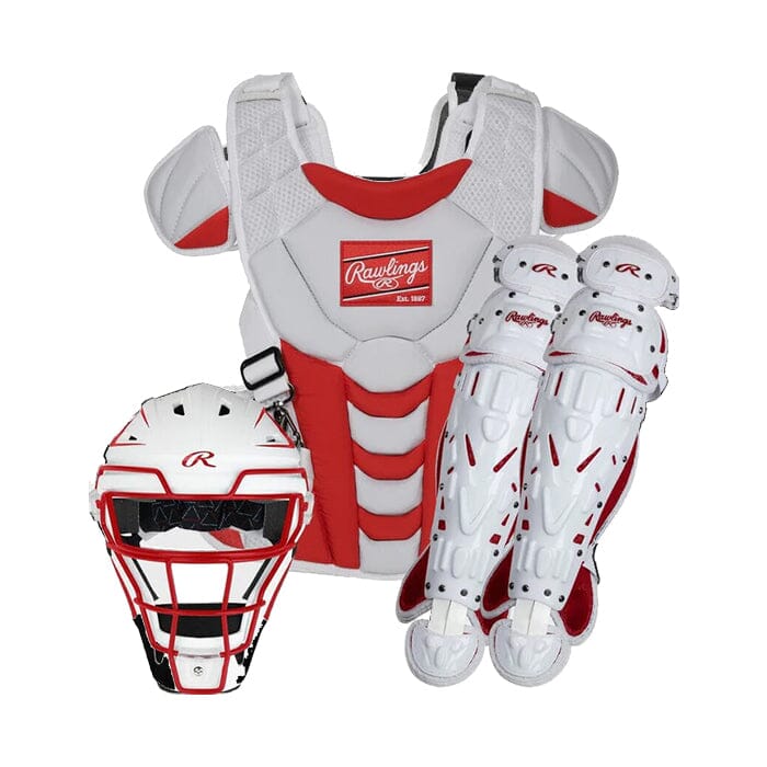 Rawlings Velo 2.0 Fastpitch Softball Catchers Box Set: CSSB Equipment Rawlings Medium Scarlet/White 