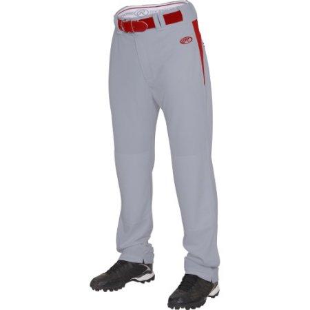 Rawlings Adult Semi-Relaxed V-Notch Plated Baseball Pants: BPVP2 Apparel Rawlings Small Gray/Red 