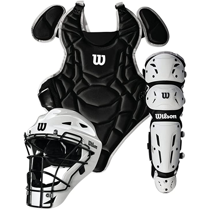 Wilson EZ Gear 2.0 Youth Baseball Catcher’s Set Size S/M: WB572020 Equipment Wilson Sporting Goods Black-White