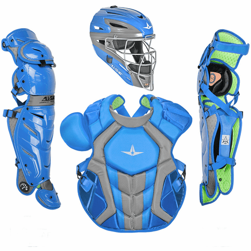 All-Star Adult System 7 Axis 2-Tone Baseball Catcher’s Set: CKCCPRO1X-TT Equipment All-Star Sky Blue / Graphite 