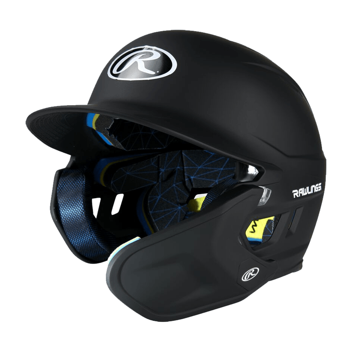 Rawlings Mach Adjust Senior Matte Baseball Batting Helmet with Adjustable Face Guard: MA07S Equipment Rawlings Black Left Hand Batter