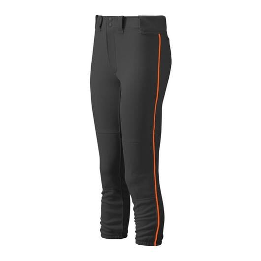 Mizuno Womens Select Belted Piped Pant Apparel Mizuno Black/Orange XXL 