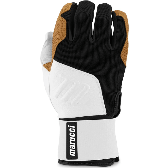 Marucci Blacksmith Full-Wrap Batting Gloves: MBGBKSMFW Equipment Marucci Medium White-Black