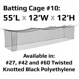 JUGS #10 Cage Twisted Knotted Polyethylene #27 Net 55 x 12 x 12: N2910 Training & Field JUGS 