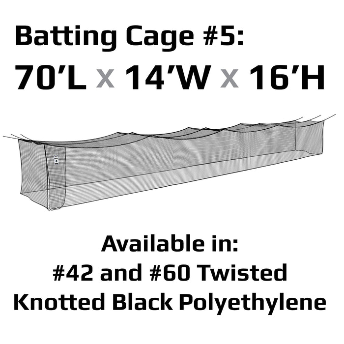 JUGS #5 Cage Twisted Knotted Polyethylene #42 Net 70 x 14 x 16: N5000 Training & Field JUGS 