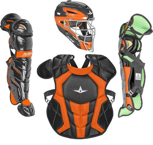 All-Star Axis Pro 7S Baseball Catcher’s Set (Ages 12-16): CKCC1216S7X Equipment All-Star Black - Orange 