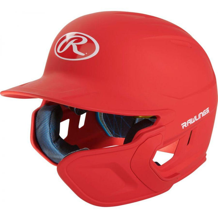 Rawlings Mach Matte Batting Helmet with Extension Flap: MACHEX Equipment Rawlings Red Left Hand Batter