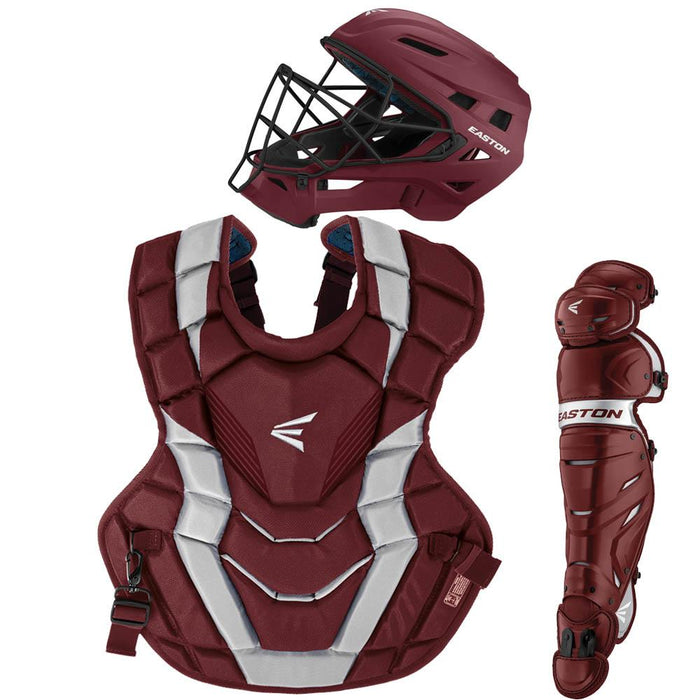 Easton Elite-X Boxed Adult Catcher's Set: A165424 Equipment Easton Maroon-Silver 