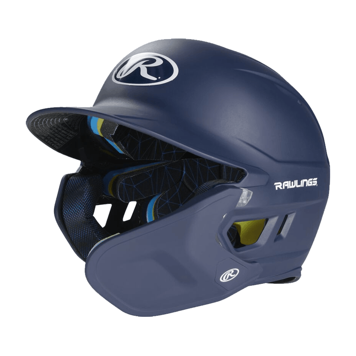 Rawlings Mach Adjust Junior Matte Baseball Batting Helmet with Adjustable Face Guard: MA07J Equipment Rawlings Navy Left Hand Batter 