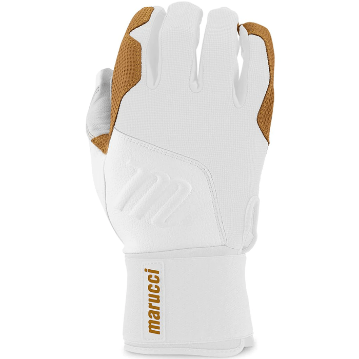 Marucci Blacksmith Full-Wrap Batting Gloves: MBGBKSMFW Equipment Marucci Medium White
