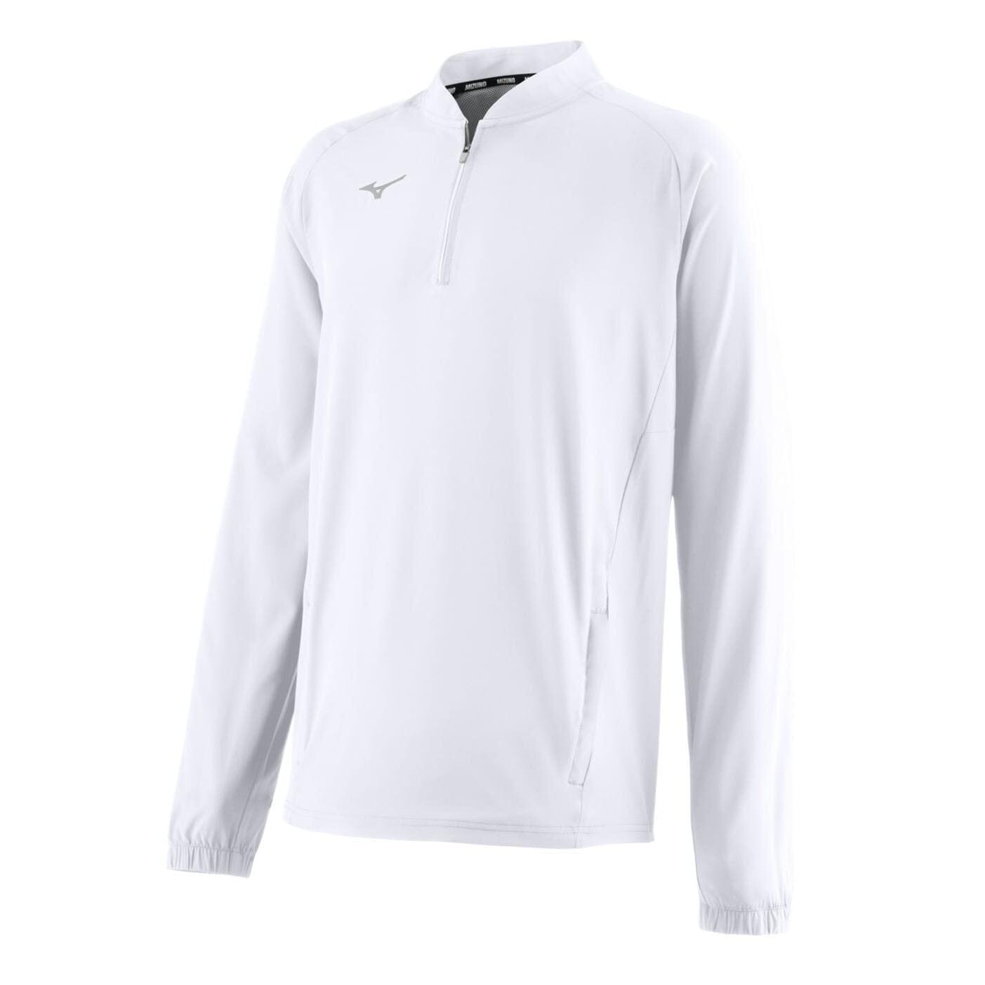 Mizuno Men's Gametime Long Sleeve Baseball Hitting Jacket: 351125 Apparel Mizuno Small White 