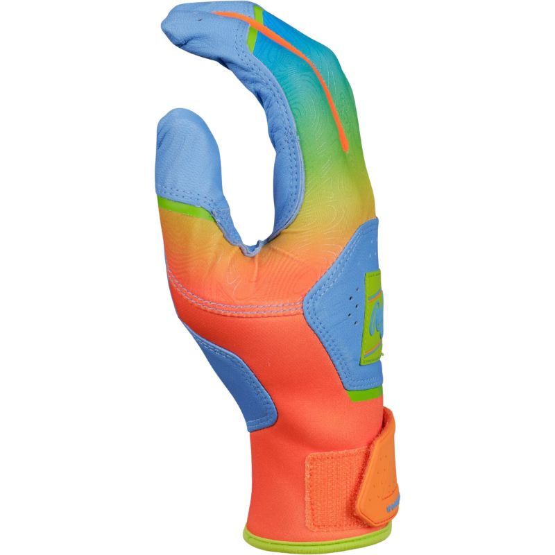 2025 Rawlings Workhorse® Funburst Adult Baseball Batting Gloves: WH25BG Columbia-Orange Equipment Rawlings 