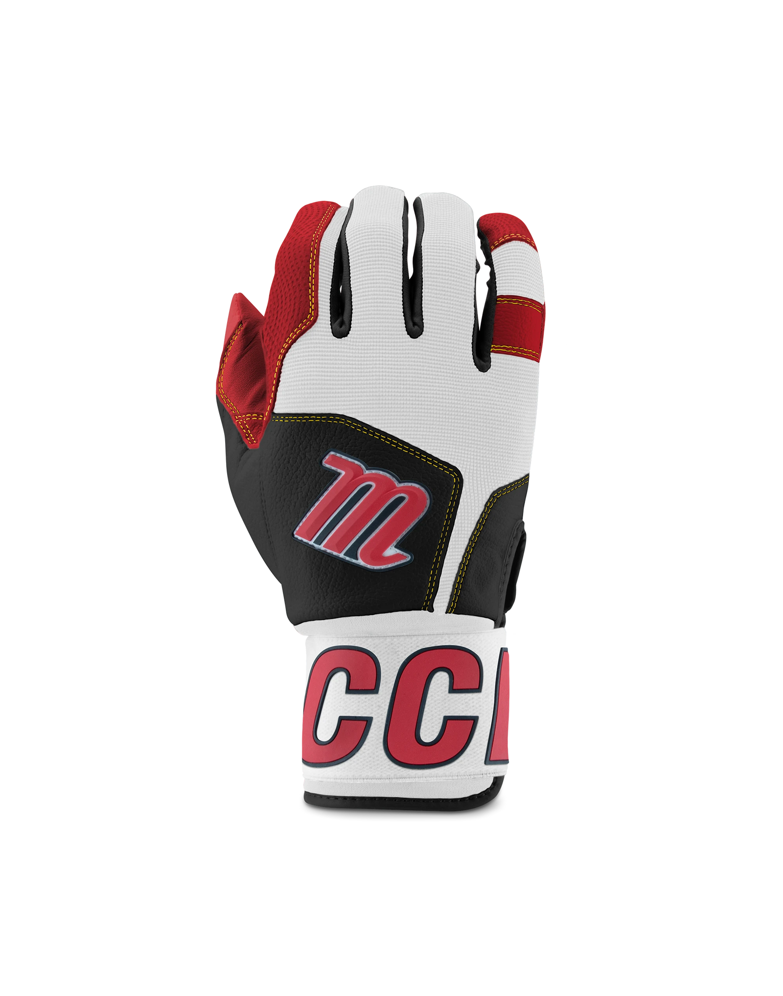Marucci MBG2BKSM Adult Blacksmith Full Wrap Batting Gloves: Black-Red Equipment Marucci 