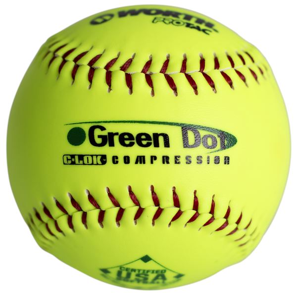 Worth 11” Green Dot USA (ASA) Slowpitch Softball .52-300 (Dozen): AHD1