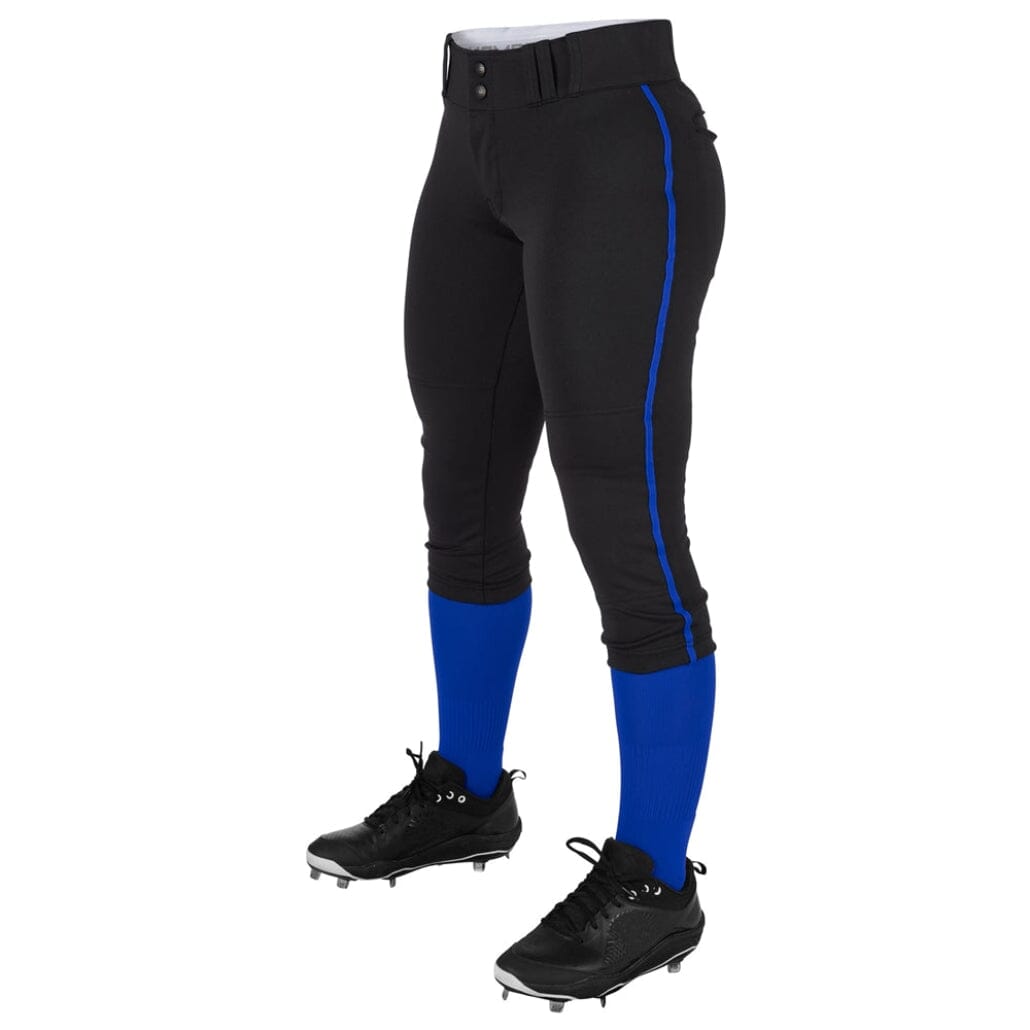 Champro Women/Girl's Tournament Low Rise Piped Pants: BP11P Apparel Champro Black/Royal Small 