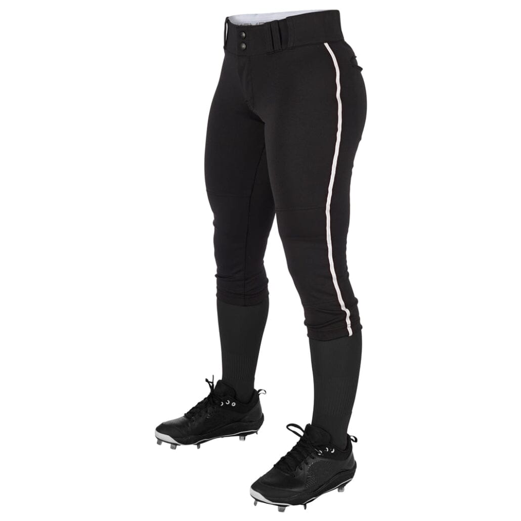 Champro Women/Girl&#39;s Tournament Low Rise Piped Pants: BP11P Apparel Champro Black/White Small 