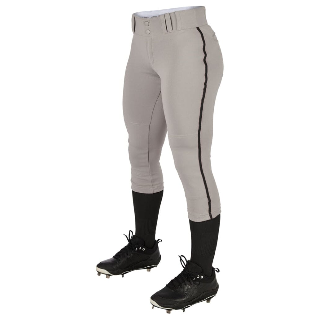 Champro Women/Girl&#39;s Tournament Low Rise Piped Pants: BP11P Apparel Champro Gray/Black Small 