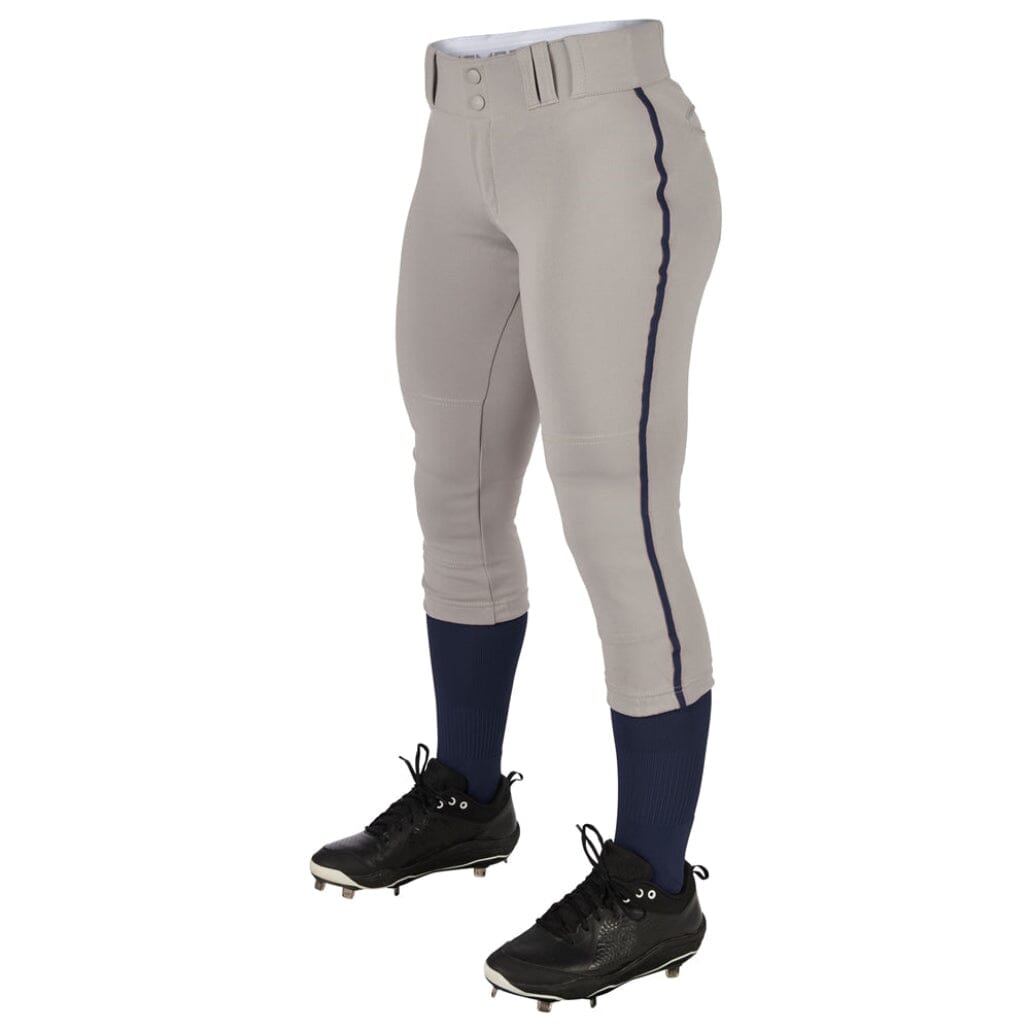 Champro Women/Girl&#39;s Tournament Low Rise Piped Pants: BP11P Apparel Champro Gray/Navy Small 