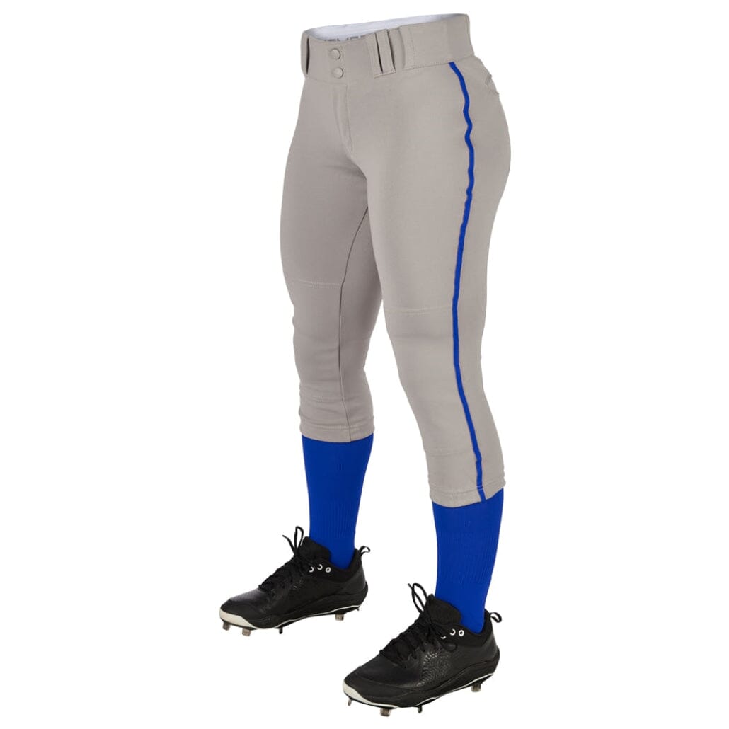 Champro Women/Girl&#39;s Tournament Low Rise Piped Pants: BP11P Apparel Champro Gray/Royal Small 