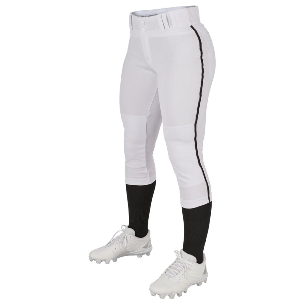 Champro Women/Girl&#39;s Tournament Low Rise Piped Pants: BP11P Apparel Champro White/Black Small 