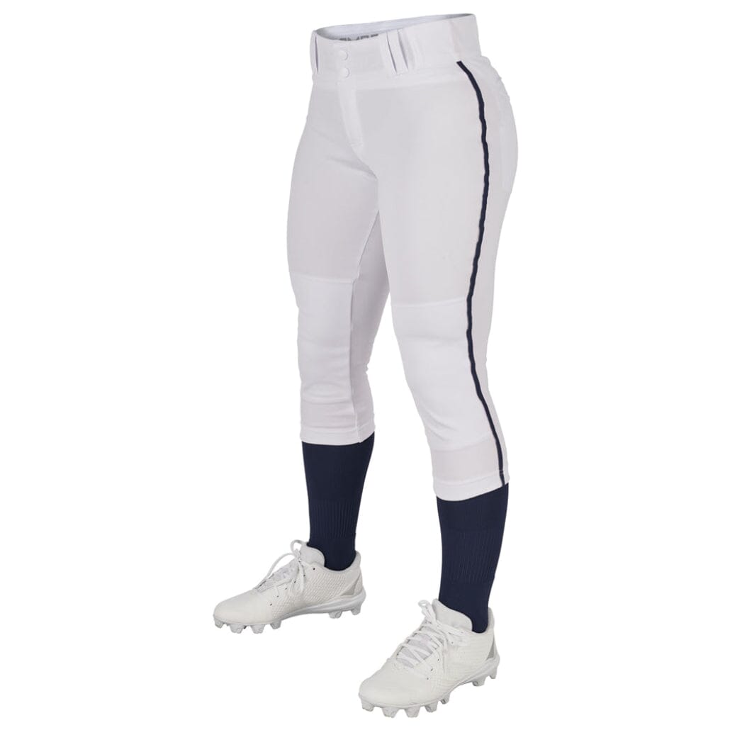 Champro Women/Girl&#39;s Tournament Low Rise Piped Pants: BP11P Apparel Champro White/Navy Small 