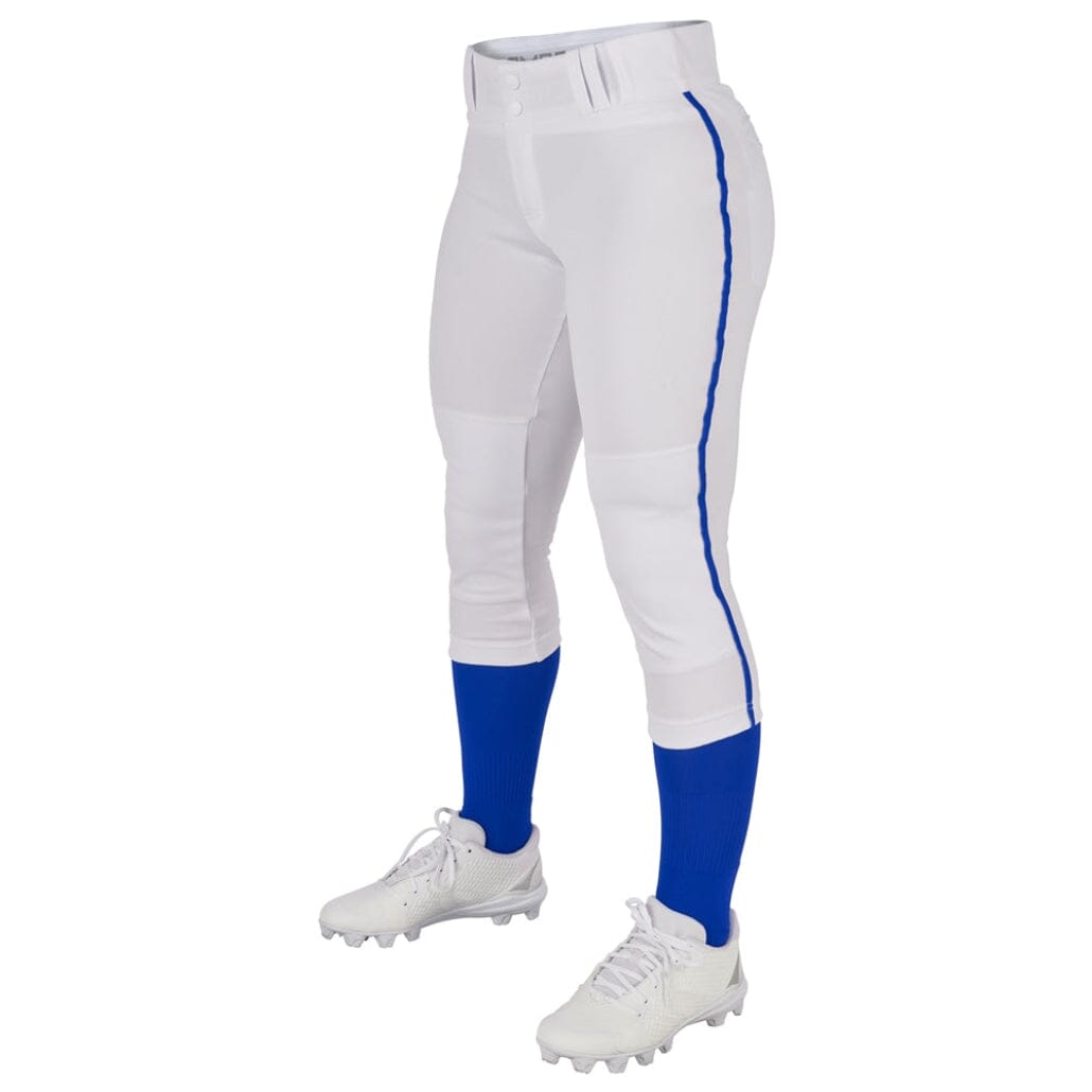 Champro Women/Girl&#39;s Tournament Low Rise Piped Pants: BP11P Apparel Champro White/Royal Small 