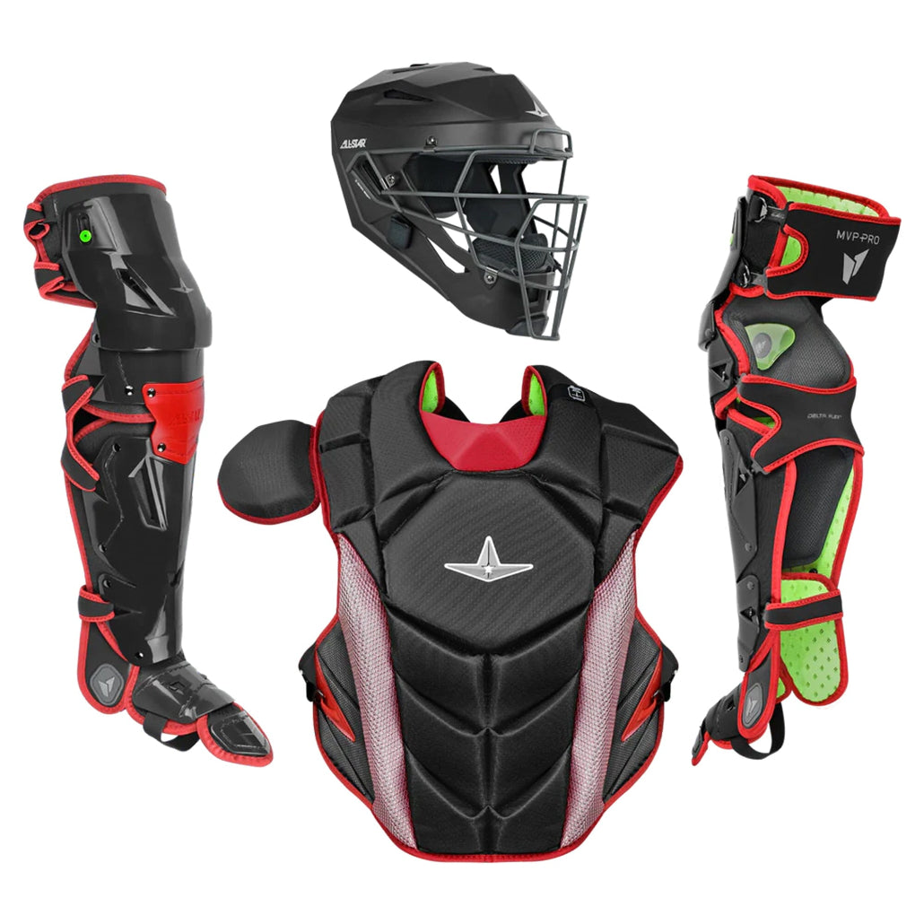 All-Star MVP-PRO SERIES™ ADULT CATCHING SET: CKCC-5-LGE Equipment All-Star Black/Scarlet 