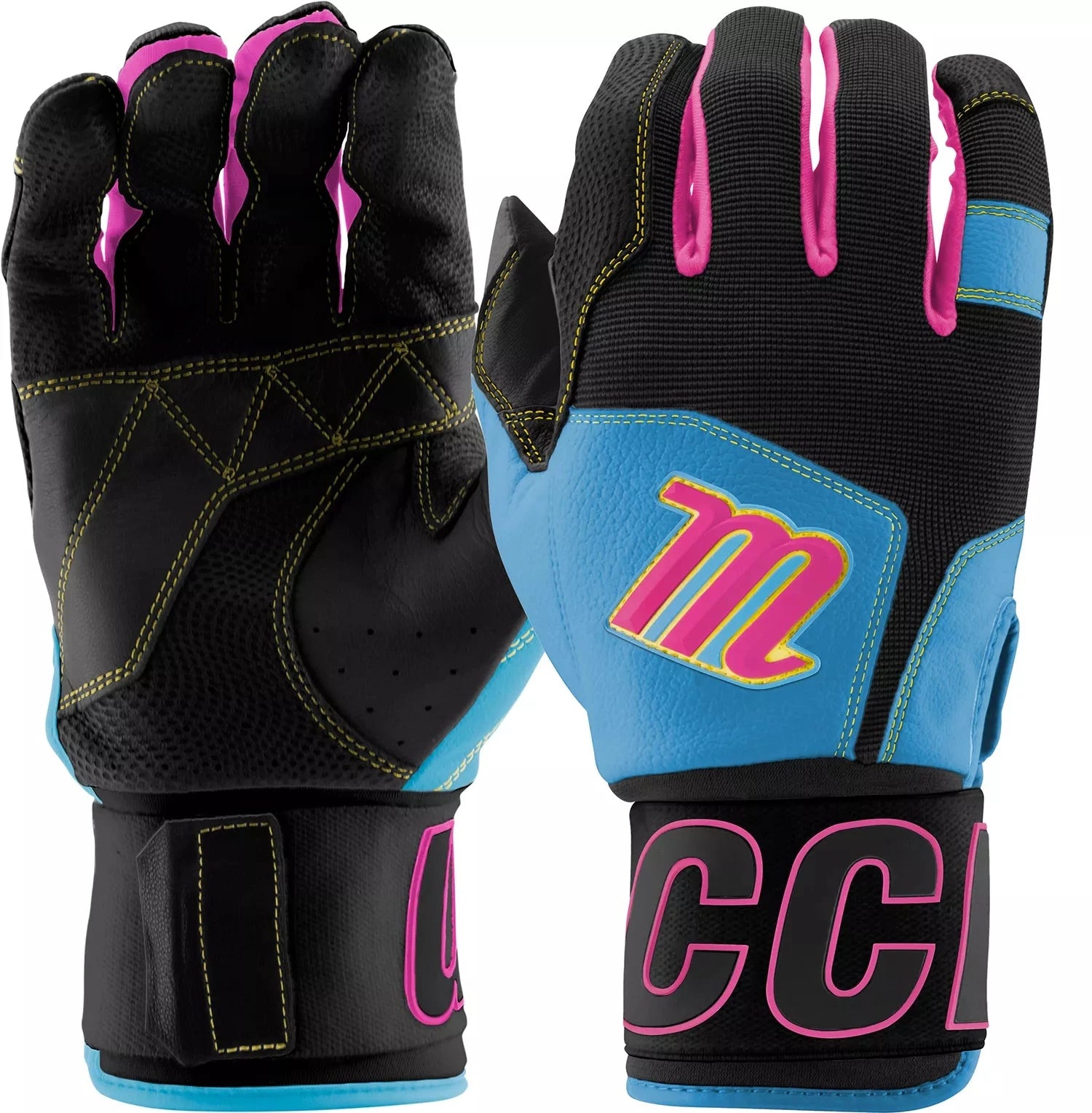 Marucci MBG2BKSM Adult Blacksmith Full Wrap Batting Gloves: Black-Columbia Equipment Marucci 