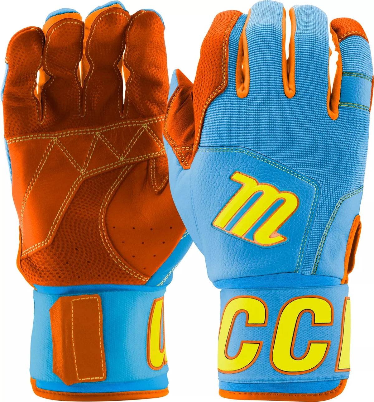 Marucci MBG2BKSM Adult Blacksmith Full Wrap Batting Gloves: Columbia-Orange Equipment Marucci 