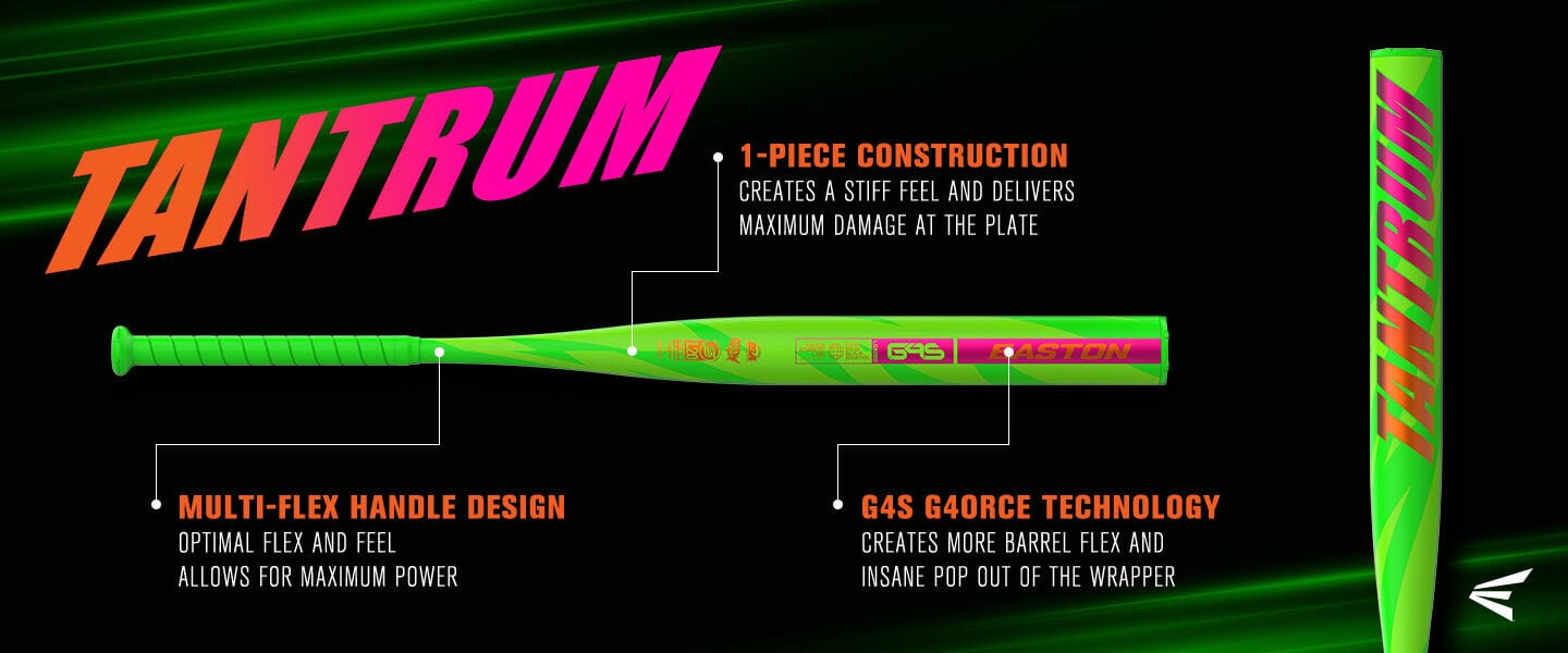 2026 Easton Tantrum 1-Piece End-Loaded USSSA Slowpitch Softball Bat: ESU6TNT1L Bats Easton 