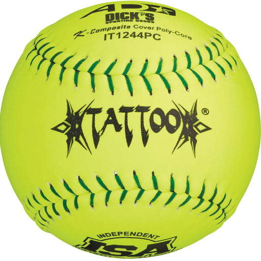AD Starr Tattoo 44-400 12 Inch ISA (Green Stitch) Slowpitch Softball - One Dozen: IT44PC Balls AD Starr 