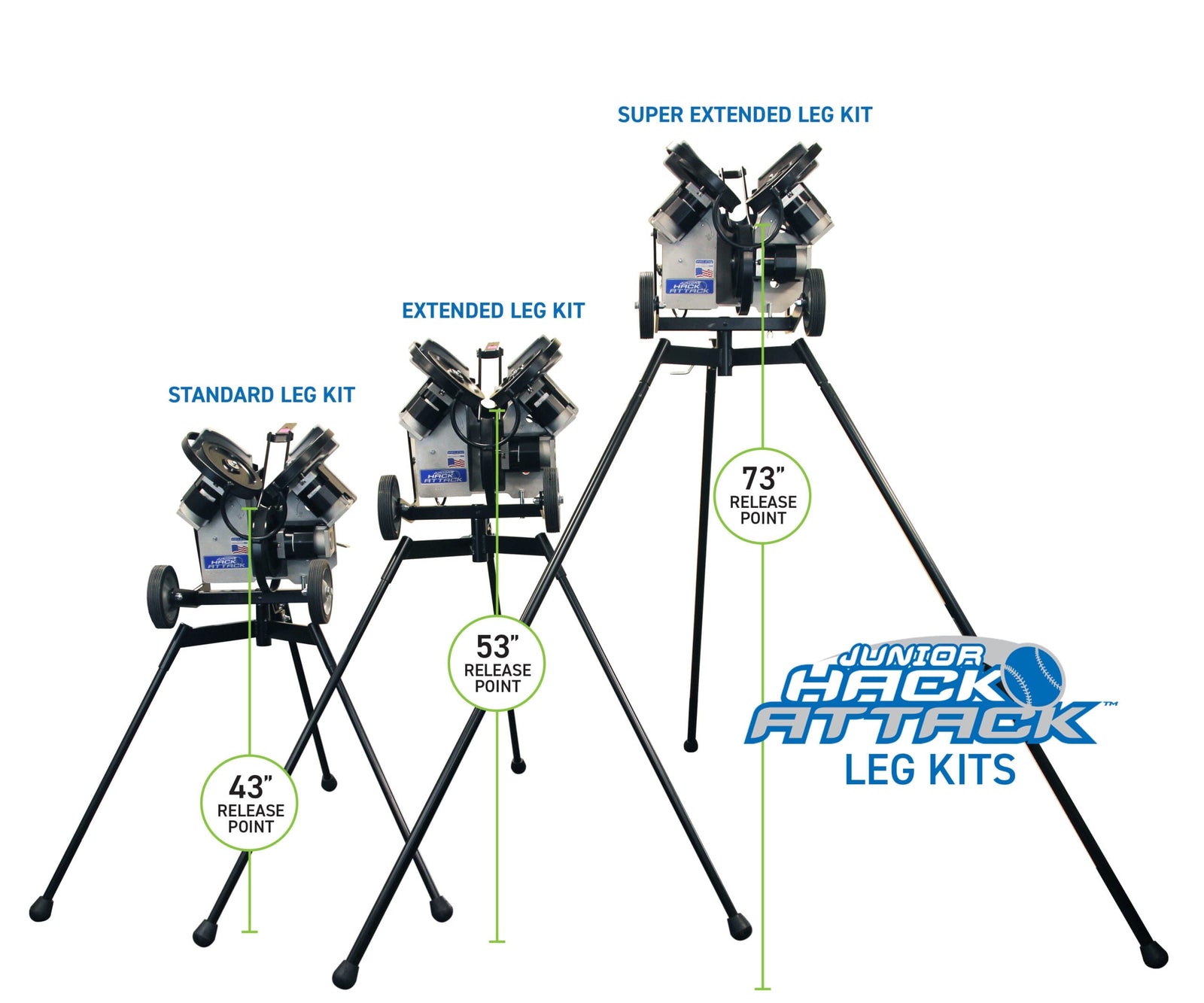 Hack Attack Junior Baseball Extended Legs, 46”, Set of 3 Training & Field Hack Attack 