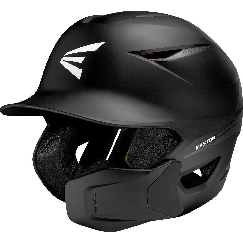 Easton Pro Max Batting Helmet with Multi-Adjust Jaw Guard: PMXMJG Equipment Easton Black Medium-Large 