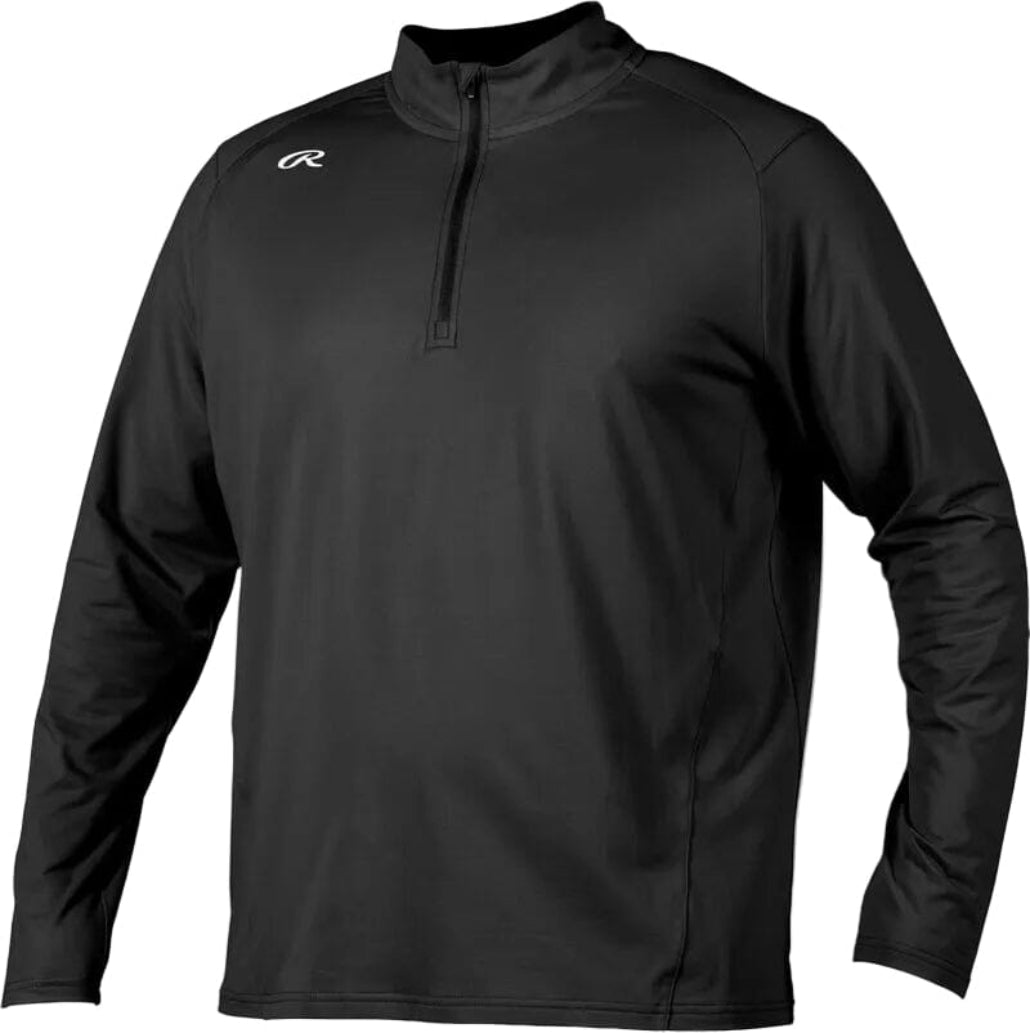 Rawlings Lightweight Adult Quarter-Zip Long Sleeve Pullover: RQZP Apparel Rawlings X-Large Black 