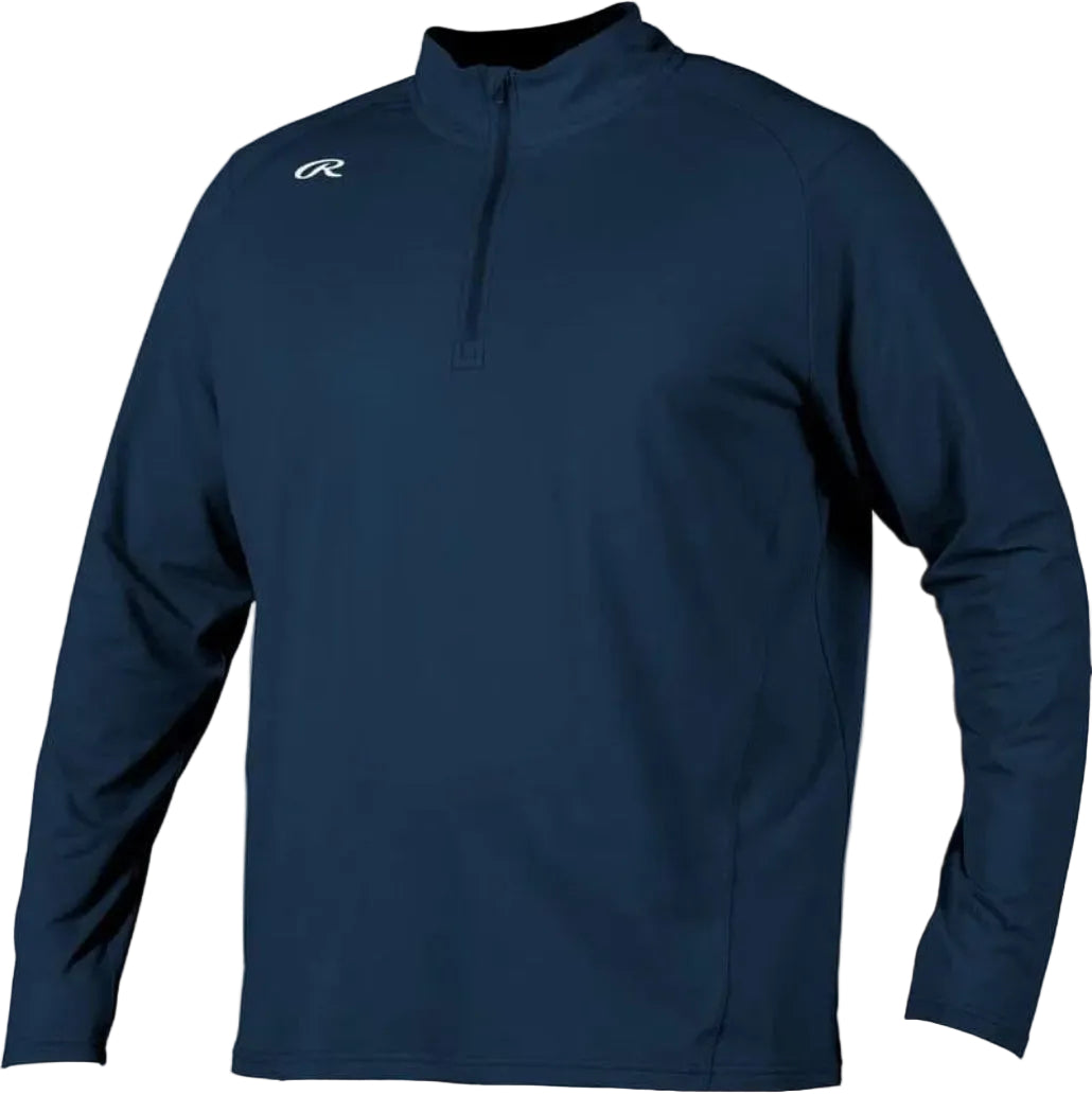 Rawlings Lightweight Adult Quarter-Zip Long Sleeve Pullover: RQZP Apparel Rawlings X-Large Navy 