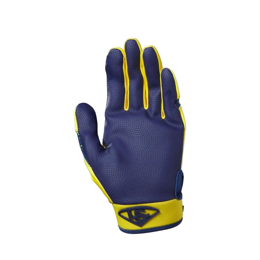 Louisville Slugger Savannah Bananas Youth Genuine V2 Batting Gloves: WB5761501 Equipment Louisville Slugger Youth Small Yellow/Navy 