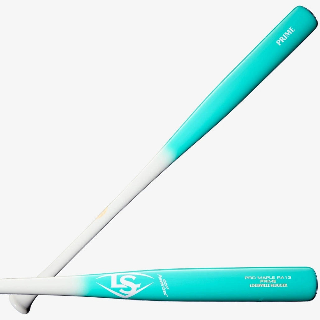 Louisville Slugger Pro Prime Maple RA13 Teal/White Wood Baseball Bat: WBL4153010 Bats Louisville Slugger 