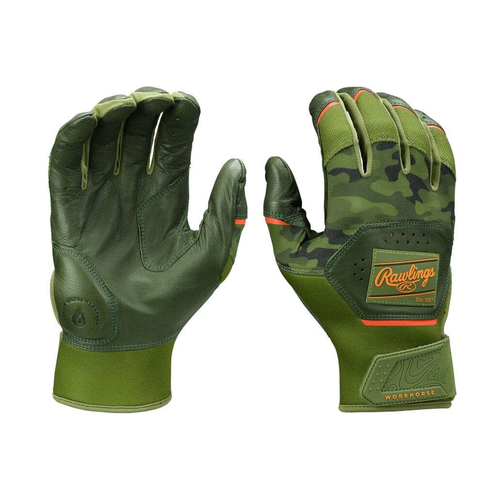 2025 Rawlings Workhorse® Adult Baseball Batting Gloves: WH25BG Military Green-Army Camo Equipment Rawlings 