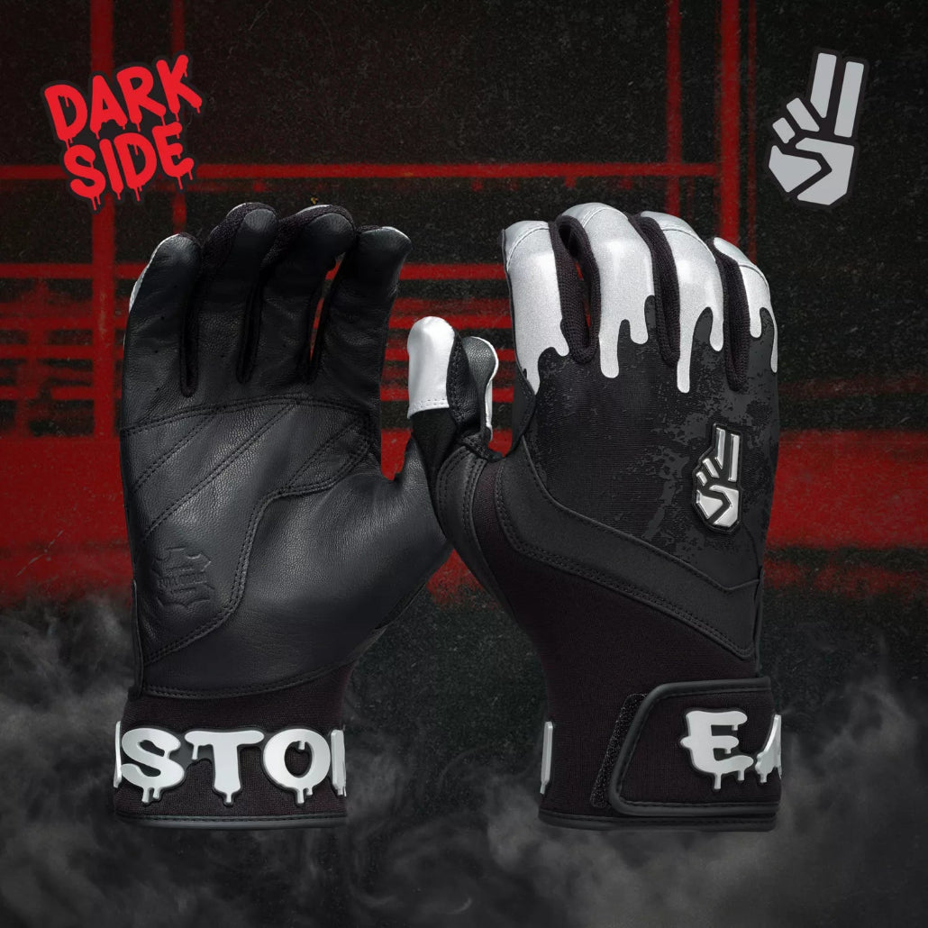 Easton Dub Darkside Walk-Off Ethos Adult and Youth Batting Gloves: DUB DARKSIDE Equipment Easton Youth Large Black-White 