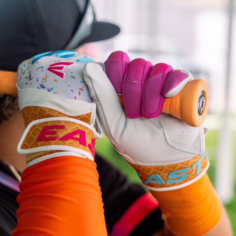 Easton Walk-Off Ethos Sugar Rush Youth Batting Gloves (Light Blue-Pink): WOBGY25 Equipment Easton 