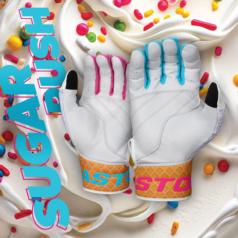 Easton Walk-Off Ethos Sugar Rush Youth Batting Gloves (Light Blue-Pink): WOBGY25 Equipment Easton 