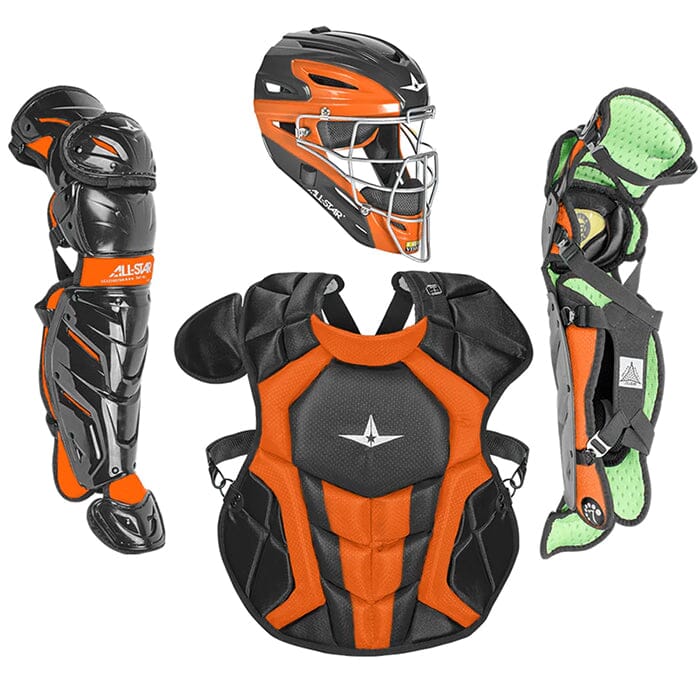 All-Star Axis Pro 7S Youth Baseball Catcher’s Set (Ages 9-12): CKCC912S7X Equipment All-Star Black - Orange 