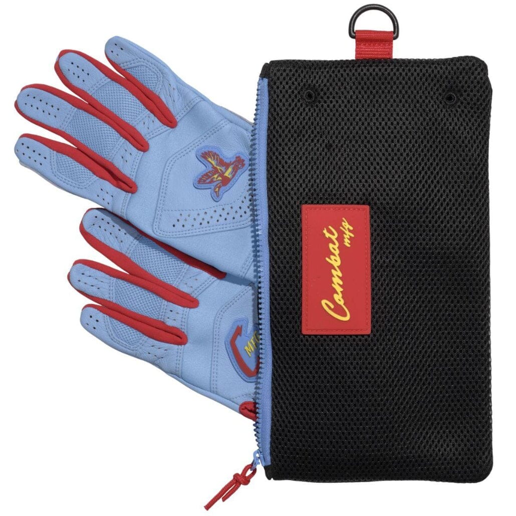 Combat MFG Outdoor Long Strap Batting Gloves - Big Game (Columbia Blue): BG2LS Equipment Combat 