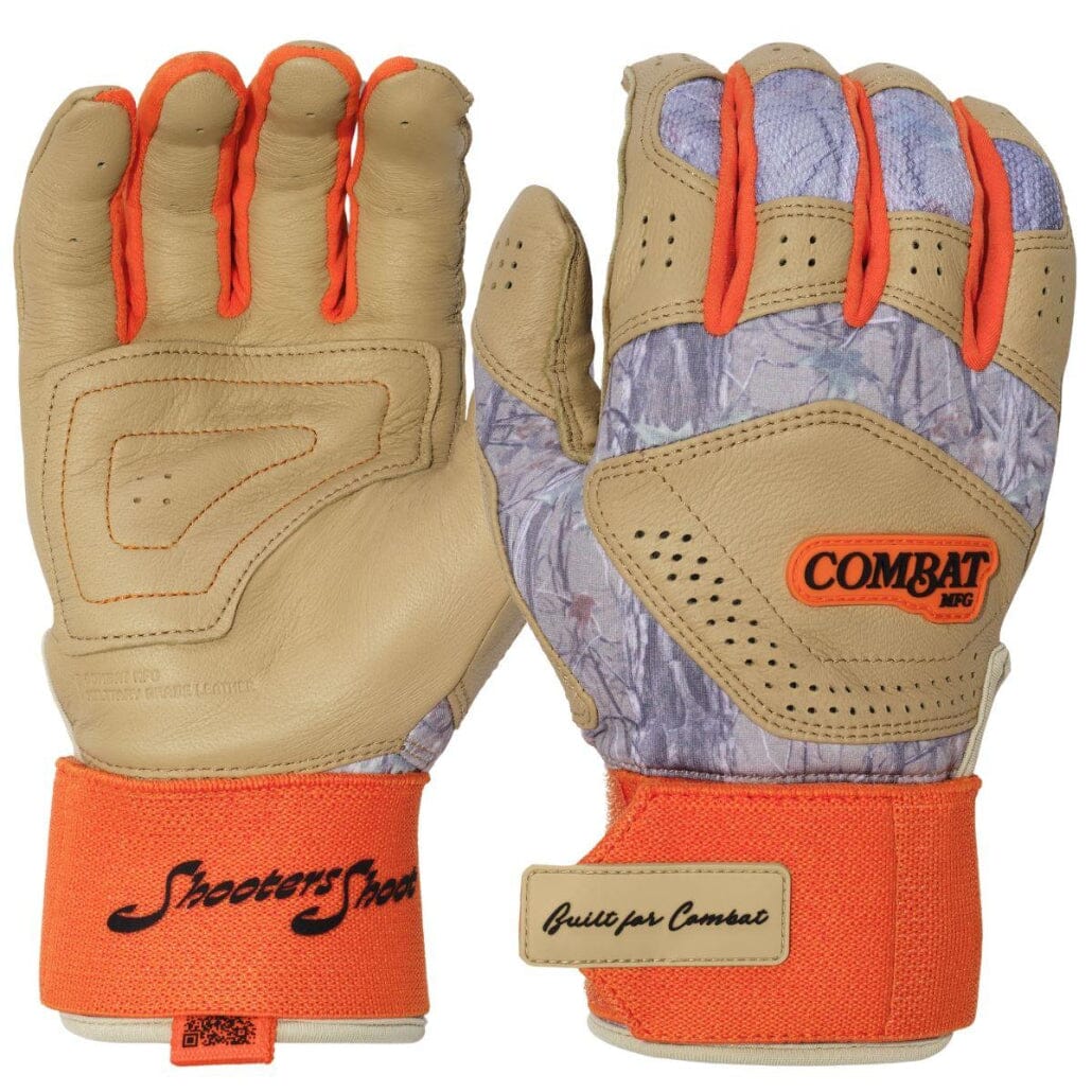 Combat MFG Outdoor Long Strap Batting Gloves - Shooters (Sand-Orange): BG2LS Equipment Combat Small Sand-Orange 