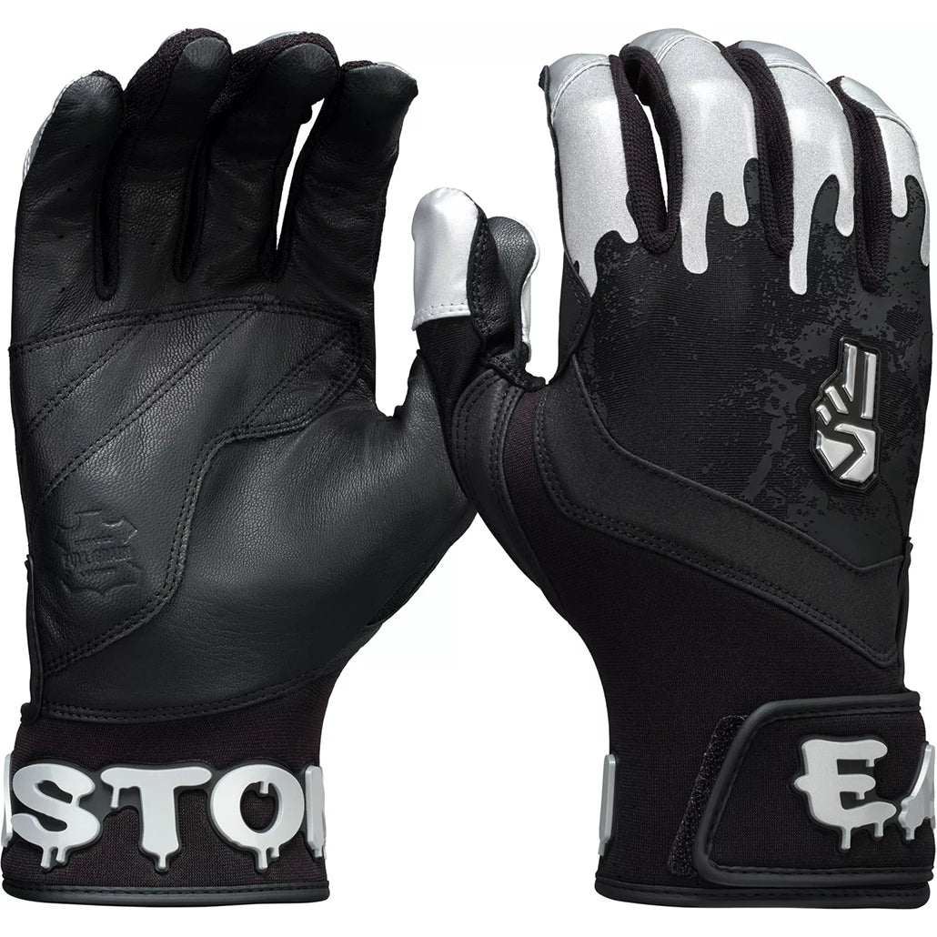 Easton Dub Darkside Walk-Off Ethos Adult and Youth Batting Gloves: DUB DARKSIDE Equipment Easton Youth Large Black-White 